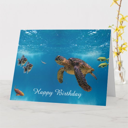 Zee Turtle Kaart (Gele Bloem)