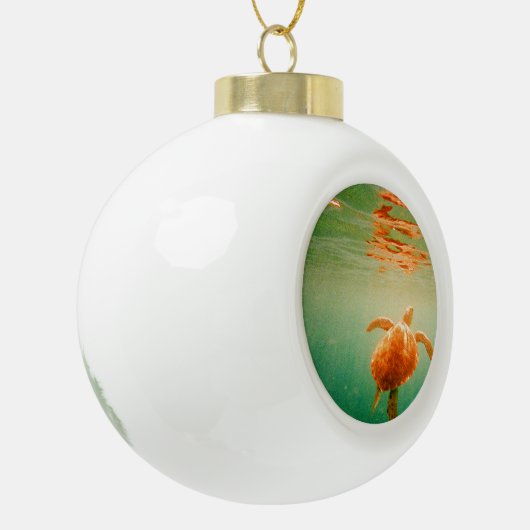 Zee Turtle Keramische Bal Ornament (Links)