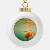Zee Turtle Keramische Bal Ornament (Voorkant)