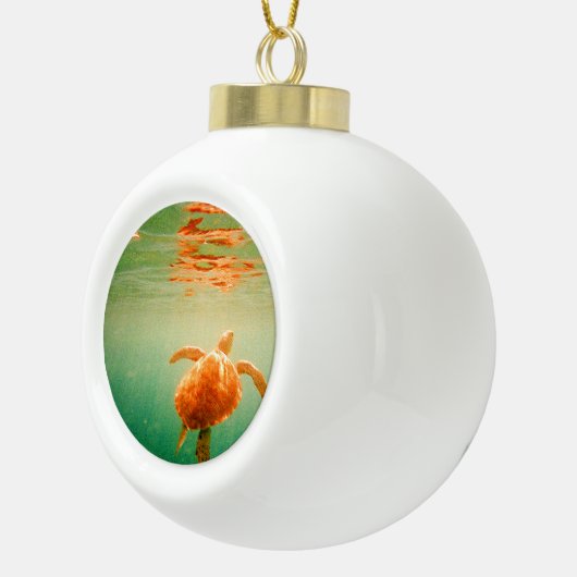 Zee Turtle Keramische Bal Ornament (Rechts)
