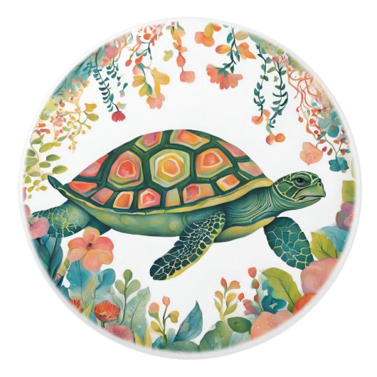 Zee Turtle Keramische Knop (Voorkant)