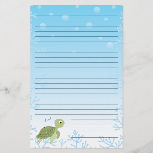 Zee Turtle Kind Cute Ocean Animal Briefpapier (Achterkant)