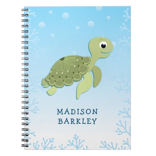Zee Turtle Kind Cute Ocean Animal Notitieboek (Voorkant)