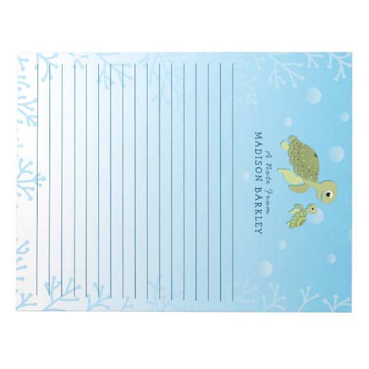 Zee Turtle Kind Cute Ocean Briefpapier Notepad Notitieblok (Voorkant)