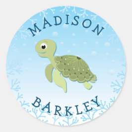 Zee Turtle Kind Cute Ocean Envelope Seal Sticker