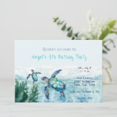 Zee Turtle Kind verjaardagsfeestje Kaart (Staand voorkant)