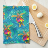 Zee Turtle Kitchen Towel, kleurrijk Waterverf Theedoek (Quarter Fold)