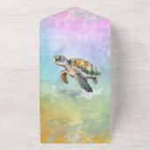 Zee Turtle Kleur Bubbles Baby shower All In One Uitnodiging (Buitenkant)