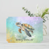 Zee Turtle Kleur Bubbles Baby shower Kaart (Staand voorkant)