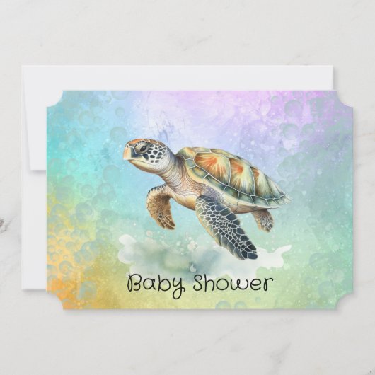 Zee Turtle Kleur Bubbles Baby shower Kaart (Voorkant)