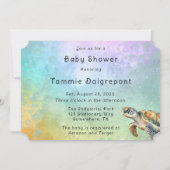 Zee Turtle Kleur Bubbles Baby shower Kaart (Achterkant)