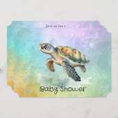 Zee Turtle Kleur Bubbles Baby shower Kaart (Voorkant / Achterkant)