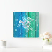 Zee Turtle | Kleurrijke wateren van de Oceaan Vierkante Klok (Huis)