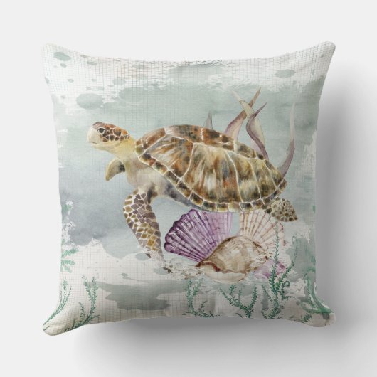 Zee Turtle Kussen (Achterkant)