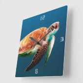 Zee Turtle Large Square Wall klok (Hoek)