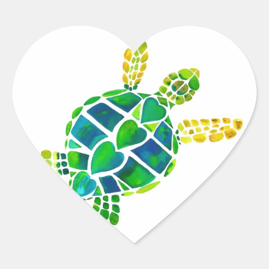 Zee Turtle Love Collectie Hart Sticker (Voorkant)