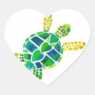 Zee Turtle Love Collectie Hart Sticker