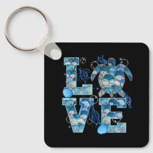 Zee Turtle Love Shirt Ocean Beach Dierenvrienden Sleutelhanger