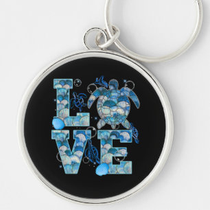 Zee Turtle Love Shirt Ocean Beach Dierenvrienden Sleutelhanger