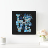 Zee Turtle Love Shirt Ocean Beach Dierenvrienden Vierkante Klok (Huis)