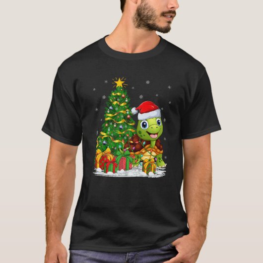 Zee Turtle Lover Xmas-reeks op maat van Santa Turt T-shirt (Voorkant)