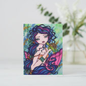 Zee Turtle Mermaid Fantasy Marine Art Briefkaart (Staand voorkant)