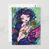 Zee Turtle Mermaid Fantasy Marine Art Briefkaart (Voorkant / Achterkant)