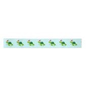 Zee Turtle met Santa Hat 3 inch Satijnen Lint (Voorkant)