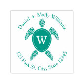 Zee Turtle Monogram Adres Zelfinktende Stempel (Design)