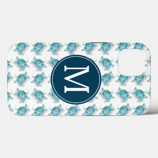 Zee Turtle Monogram Beachy Telefoon Case (Achterkant (horizontaal))