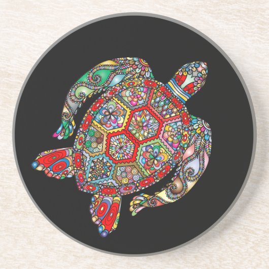 Zee Turtle Mosaic Zandsteen Onderzetter (Voorkant)