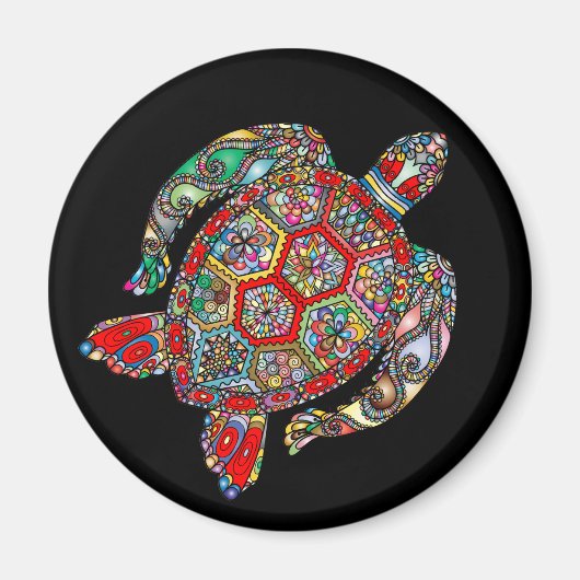 Zee Turtle Mozaïek Magneet (Voorkant)