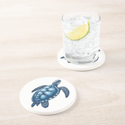 Zee Turtle nautische Onderzetter (Zijkant)