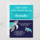 Zee Turtle Navy Blue Nautical Boy Baby shower (Voorkant)