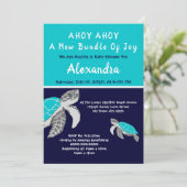 Zee Turtle Navy Blue Nautical Boy Baby shower (Staand voorkant)