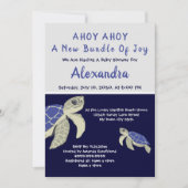 Zee Turtle Navy Blue Nautical Boy Baby shower (Voorkant)