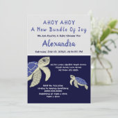 Zee Turtle Navy Blue Nautical Boy Baby shower (Staand voorkant)