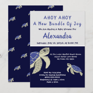 Zee Turtle Navy Blue Nautical Boy Baby shower