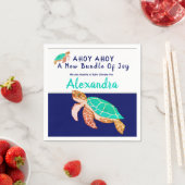 Zee Turtle Navy Blue Nautical Boy Baby shower Servet (Insitu)