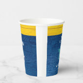 Zee Turtle Navy Blue Wood Familie Strandhuis Papieren Bekers (Rechts)