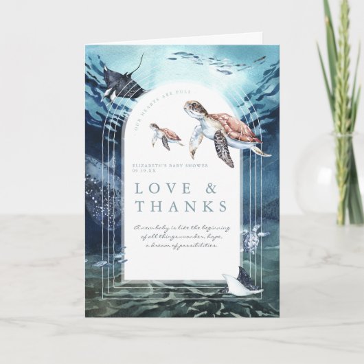 Zee Turtle Ocean | Baby shower Hartelijk dank Bedankkaart (Voorkant)