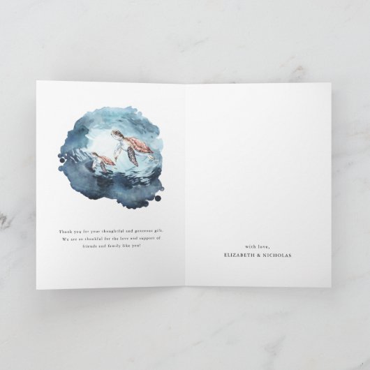 Zee Turtle Ocean | Baby shower Hartelijk dank Bedankkaart (Binnen)