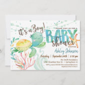 Zee Turtle, Ocean Baby shower Invitation, Jongen Kaart (Voorkant)