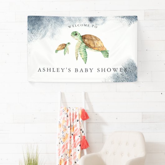 Zee Turtle | Ocean Baby shower Welcome Banner (Insitu)