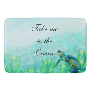 Zee Turtle Ocean Beach Art Elegant Tropical Chic Badmat