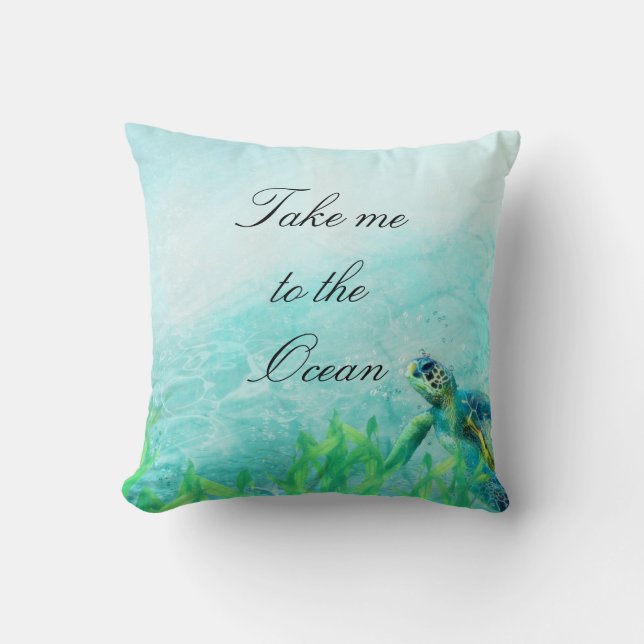 Zee Turtle Ocean Beach Art Elegant Tropical Chic Kussen (Voorkant)