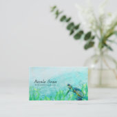 Zee Turtle Ocean Beach Art Elegant Tropical Chic Visitekaartje (Staand voorkant)