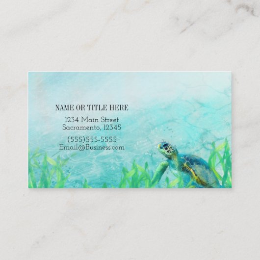 Zee Turtle Ocean Beach Art Elegant Tropical Chic Visitekaartje (Achterkant)