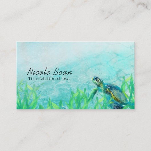 Zee Turtle Ocean Beach Art Elegant Tropical Chic Visitekaartje (Voorkant)