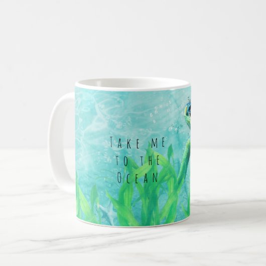 Zee Turtle Ocean Beach Art Elegant Tropical Custom Koffiemok (Voorkant links)